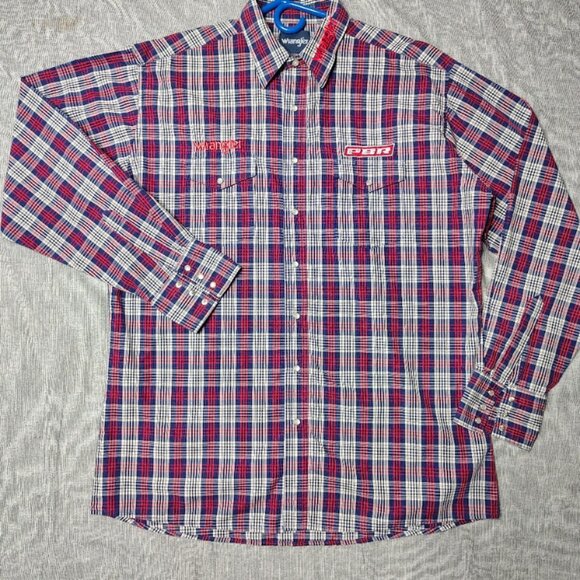PBR World Finals Wrangler Shirt Mens Long Sleeve Pearl Snap FORD Embroidered - Picture 1 of 14